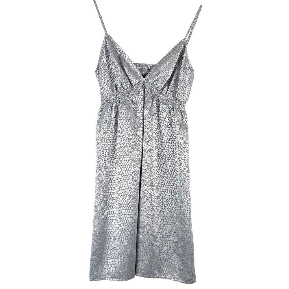 Y2K Express Studio Women's Silver Pebbled Babydoll Dress Size M Whimsy Fairy